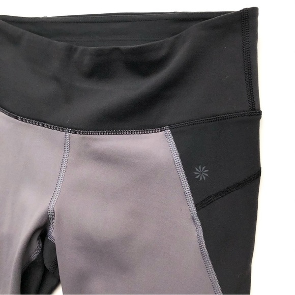 Athleta Stealth Trucool Leggings Gray Black Perforated Tights - Picture 6 of 12